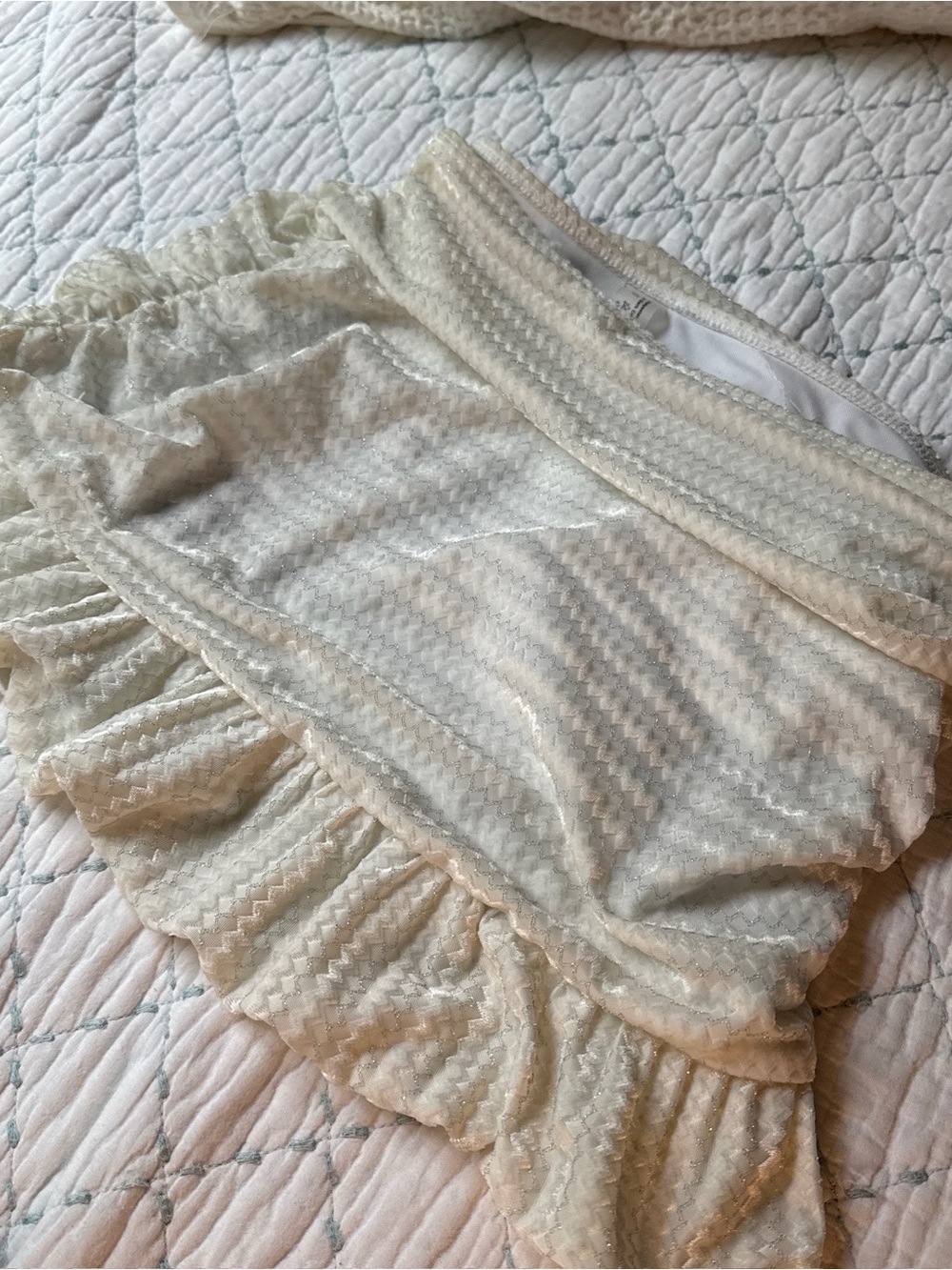 Cream Textured Ruffle Mini Skirt - Picture 3 of 3